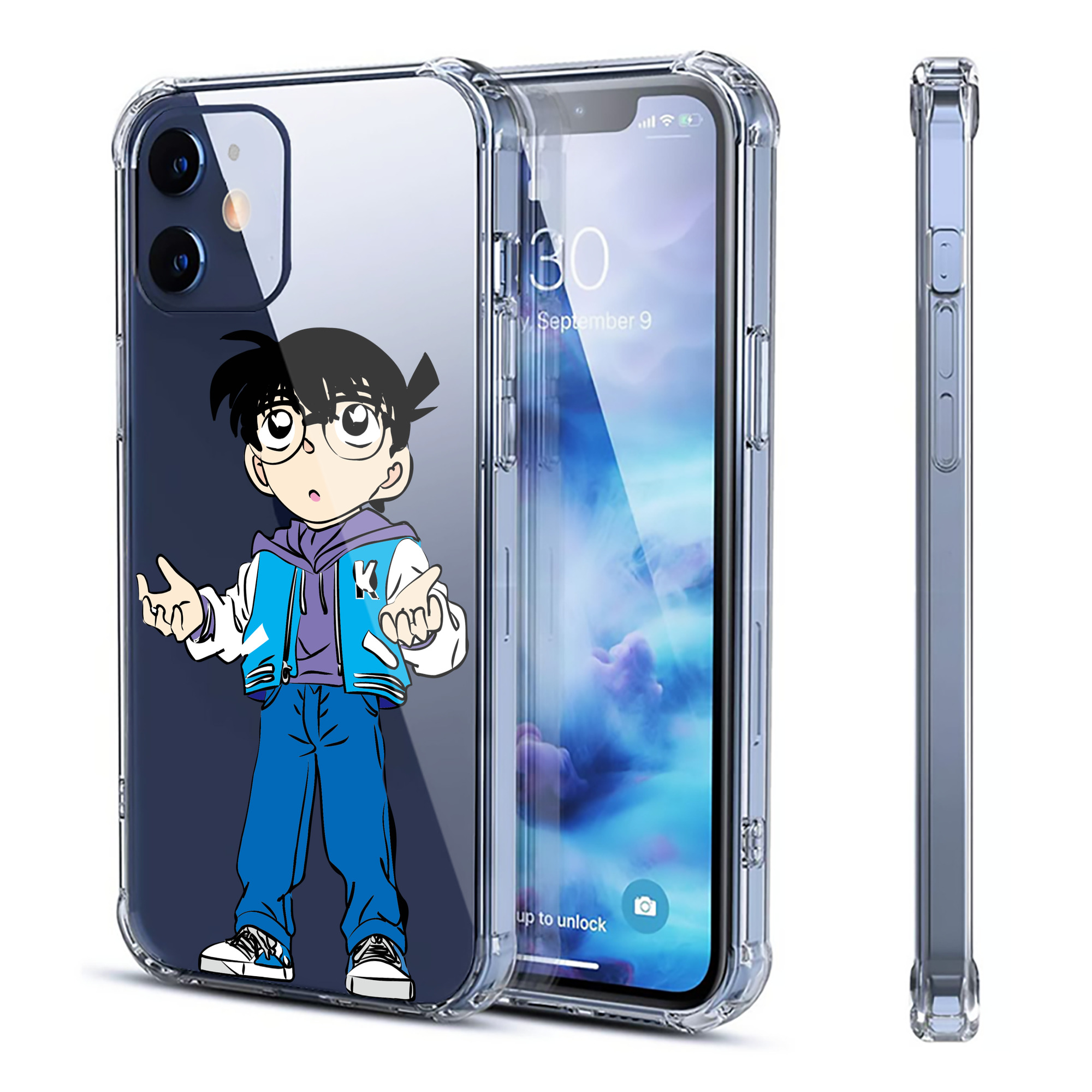 （画像用） 名探偵コナン 江戸川 コナン Detective Conan Conan Edogawa 【iPhone 12シリーズ対応】透明スマホケース（クリアソフトケース）